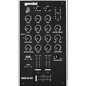 Gemini 2-Channel DJ Mixer w/Bluetooth, Mic EQ, Crossfader Curve Control Mxr-01Bt